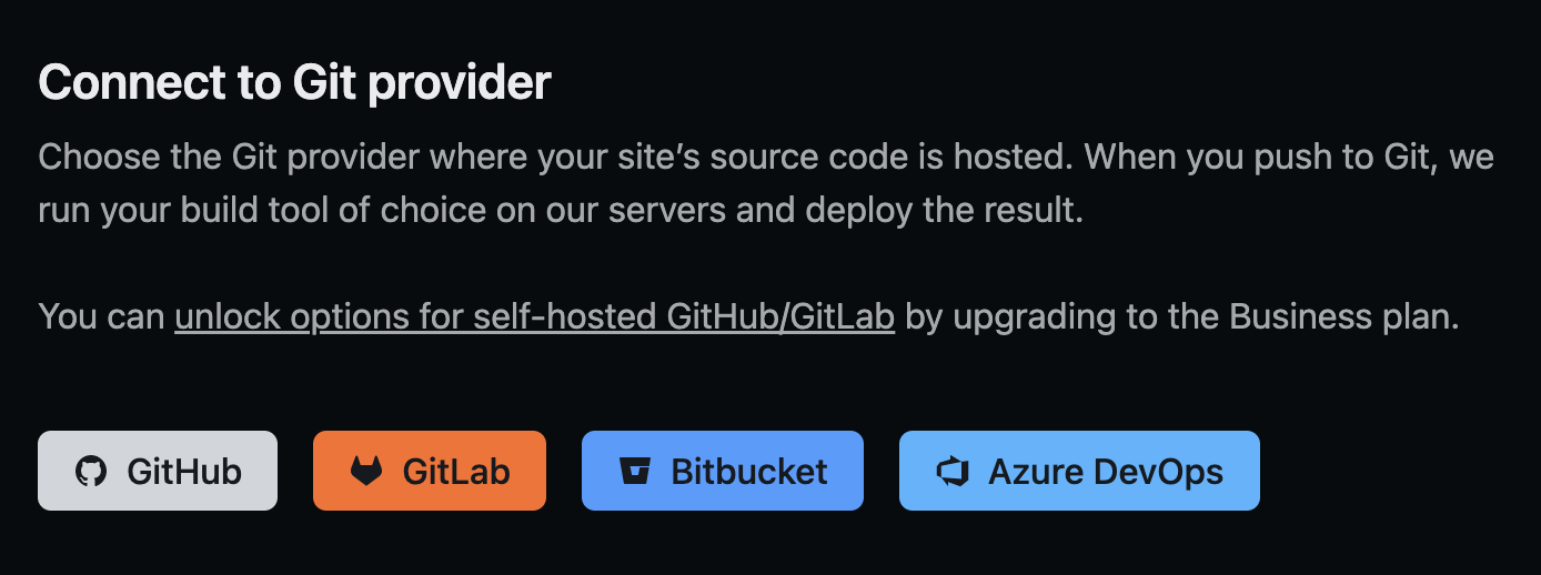 Choose your site&rsquo;s Git provider on Netlify